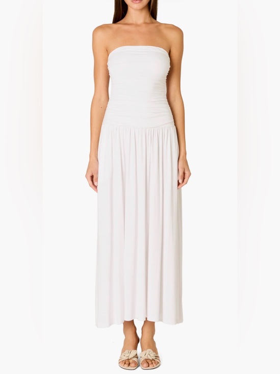 Nia Dresses & Skirts - NIA Santal Ruched Strapless Midi Dress NWT XS
